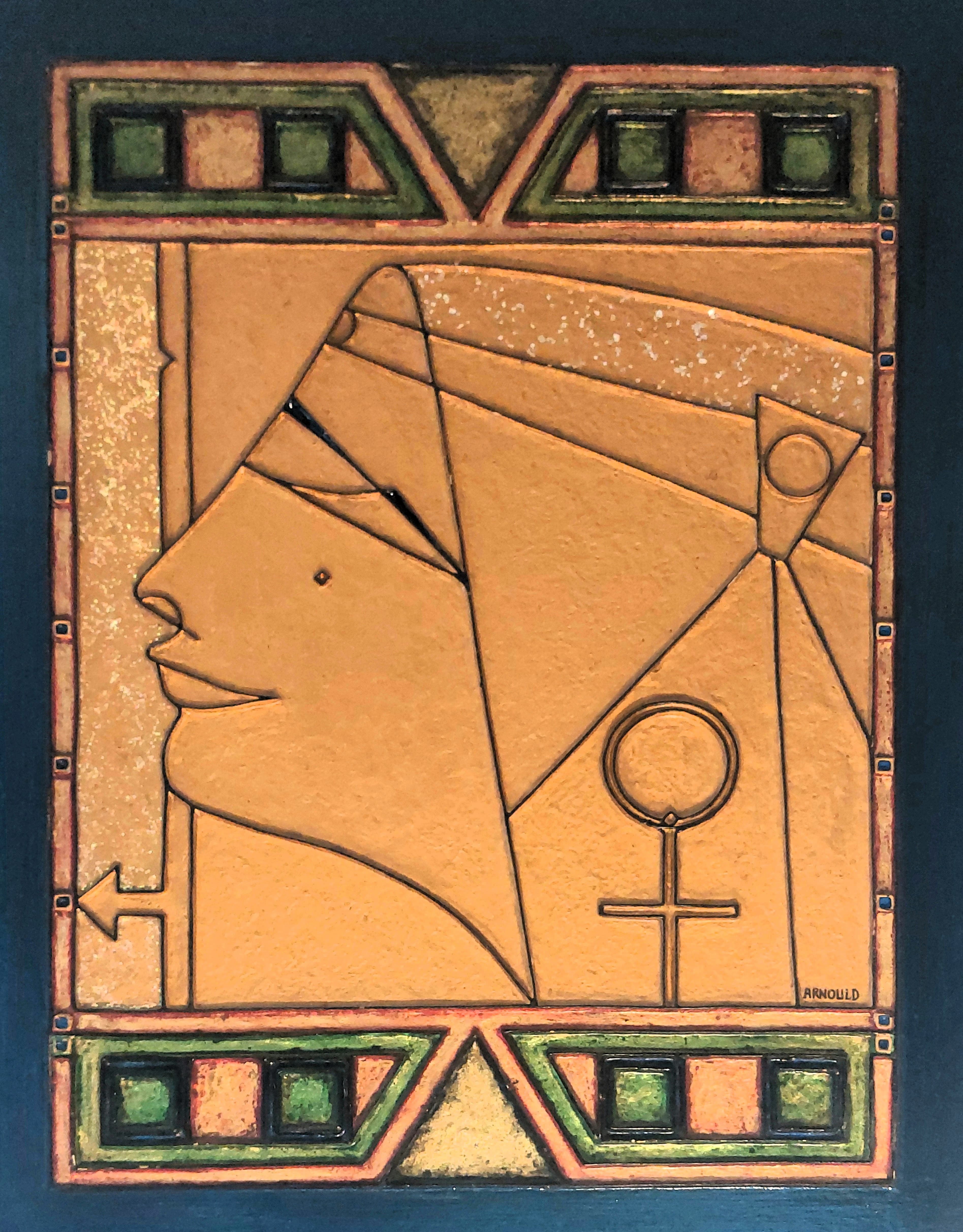 Égérie Géométrique — Relief pigmenté sur panneau 41x54 cm — Pierre Arnould (1986)