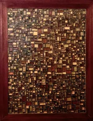 Mosaïque Fractale Brune — Reliefs cloisonnés sur panneau 50x75 cm — Pierre Arnould (1986)