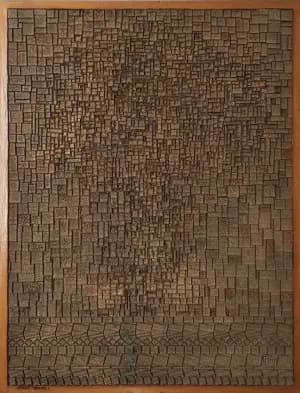 Reggane — Technique de mosaïque en relief sur panneau 50x75 cm — Pierre Arnould (1986)