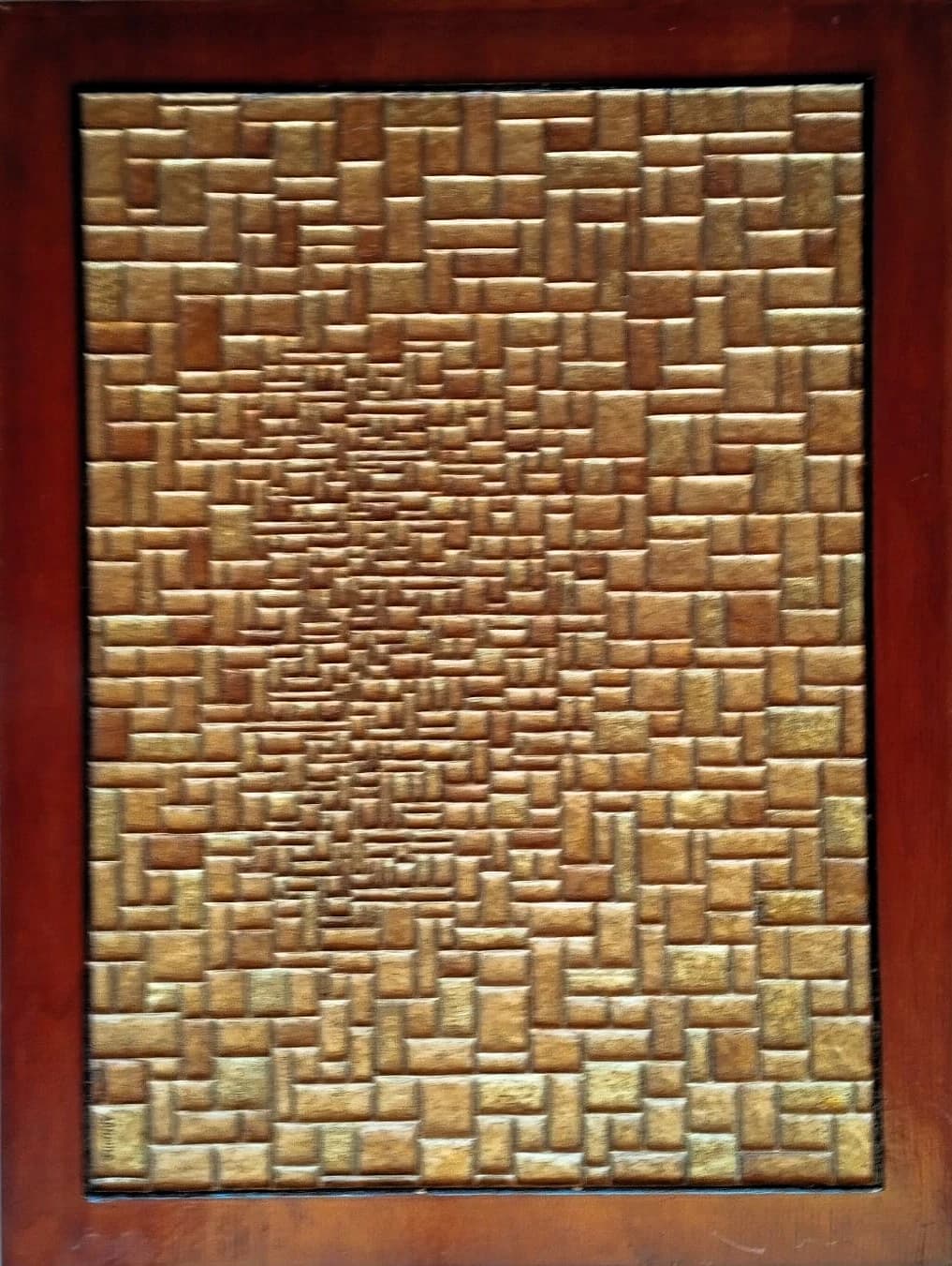 Tunnel de Lumière Dorée — Reliefs pigmentés et laqués 45x75 cm — Pierre Arnould (1986)