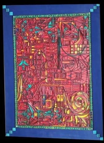 Urgence Rouge (The Red Emergency) — Reliefs pigmentés et encadrés 85x60 cm — Pierre Arnould (1986)