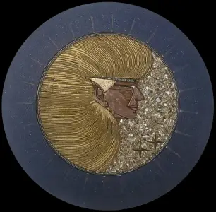 Profil d'Élémental — technique mixte Ø 65 cm — Pierre Arnould (1988)