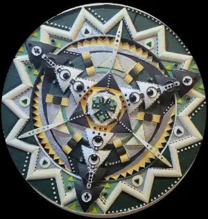 Mandala Vert — technique mixte Ø 60 cm — Pierre Arnould (1991)