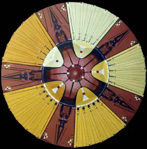 Corps céleste Psychopompe — technique mixte Ø 80 cm — Pierre Arnould (1989)