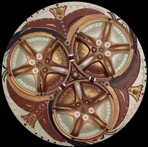 Triple Fusion Cellulaire — technique mixte Ø 110 cm — Pierre Arnould (1989)