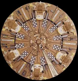 Tombé des Nues — technique mixte Ø 63 cm — Pierre Arnould (1984)