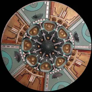 Électro-Encéphalogramme — technique mixte Ø 85 cm — Pierre Arnould (1984)