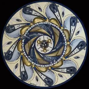 Un dimanche à la Campagne — technique mixte Ø 68 cm — Pierre Arnould (1999)