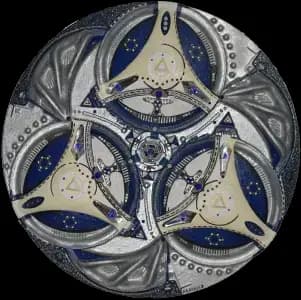 Triade Hyperboréenne — technique mixte Ø 110 cm — Pierre Arnould (1997)