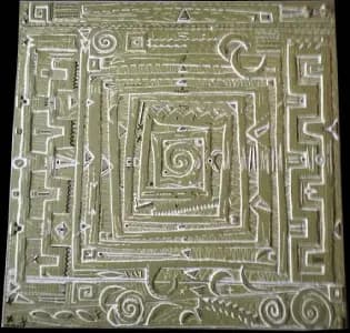 Jeu de pistes — technique mixte 100x100 cm — Pierre Arnould (1979)