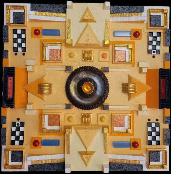 Temple sacrificiel — technique mixte 45x45 cm — Pierre Arnould (2025)