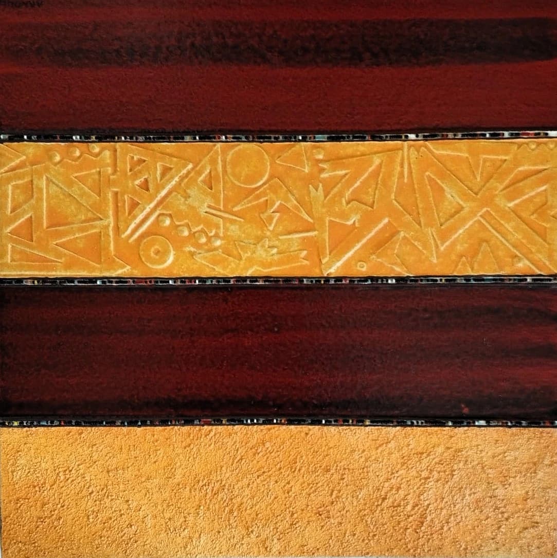 Message planete rouge — technique mixte 40x40 cm — Pierre Arnould (1998)