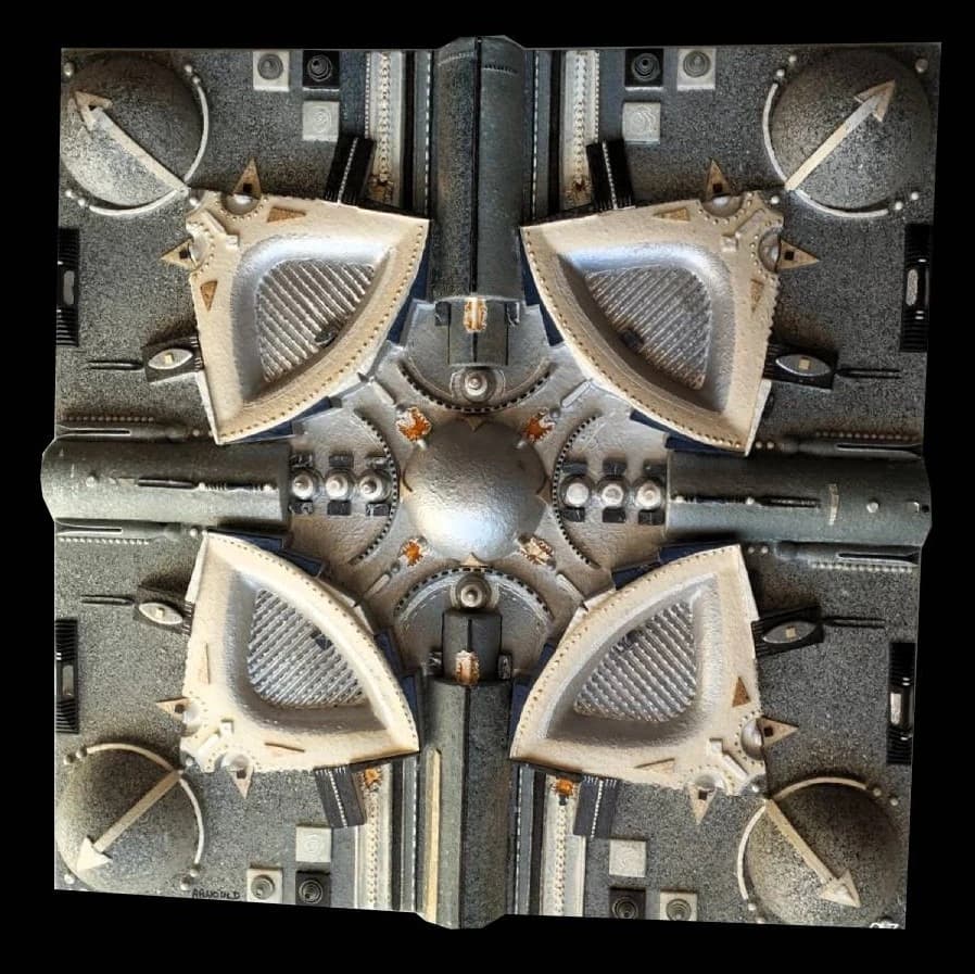 Embarquement comète — technique mixte 80x80 cm — Pierre Arnould (1996)