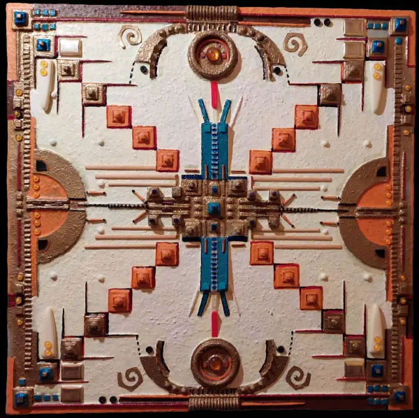 Mayapolis — technique mixte 40x40 cm — Pierre Arnould (2010)